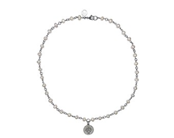 Pearl Necklace for men - Coin Necklace - .925 sterling silver men's necklace - jewelry for men