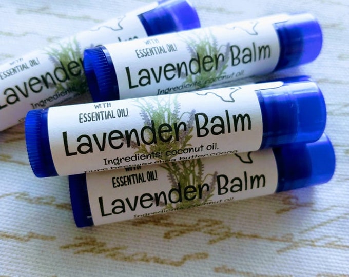 Pure Lavender Essential Oil Lip Balm,All Natural,Gentle,Soothing,Moisturizing,Promote Healthy Skin,made in TX,Coconut Oil,Shea Butter
