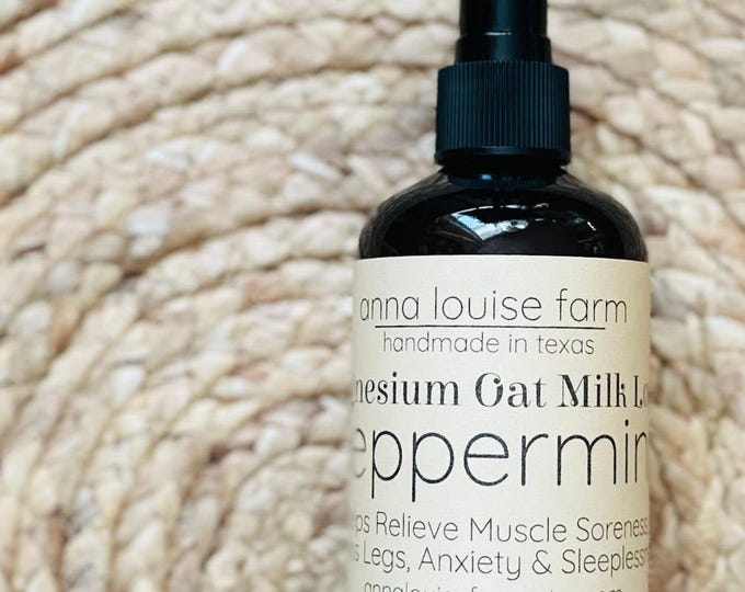Non-GMO Peppermint Magnesium Lotion with Oat Milk – Cooling Muscle Relief, Dry Skin Care, Relaxation Cream, made in Texas