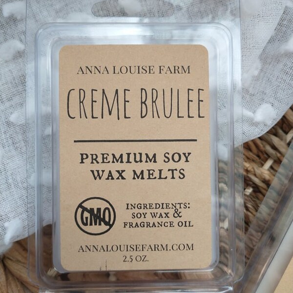 Creme Brulee Wax Melts,Non GMO Premium Soy Wax,No Parabens or Pthalates,Toxin FREE,Made in Texas,Safe for People & Pets