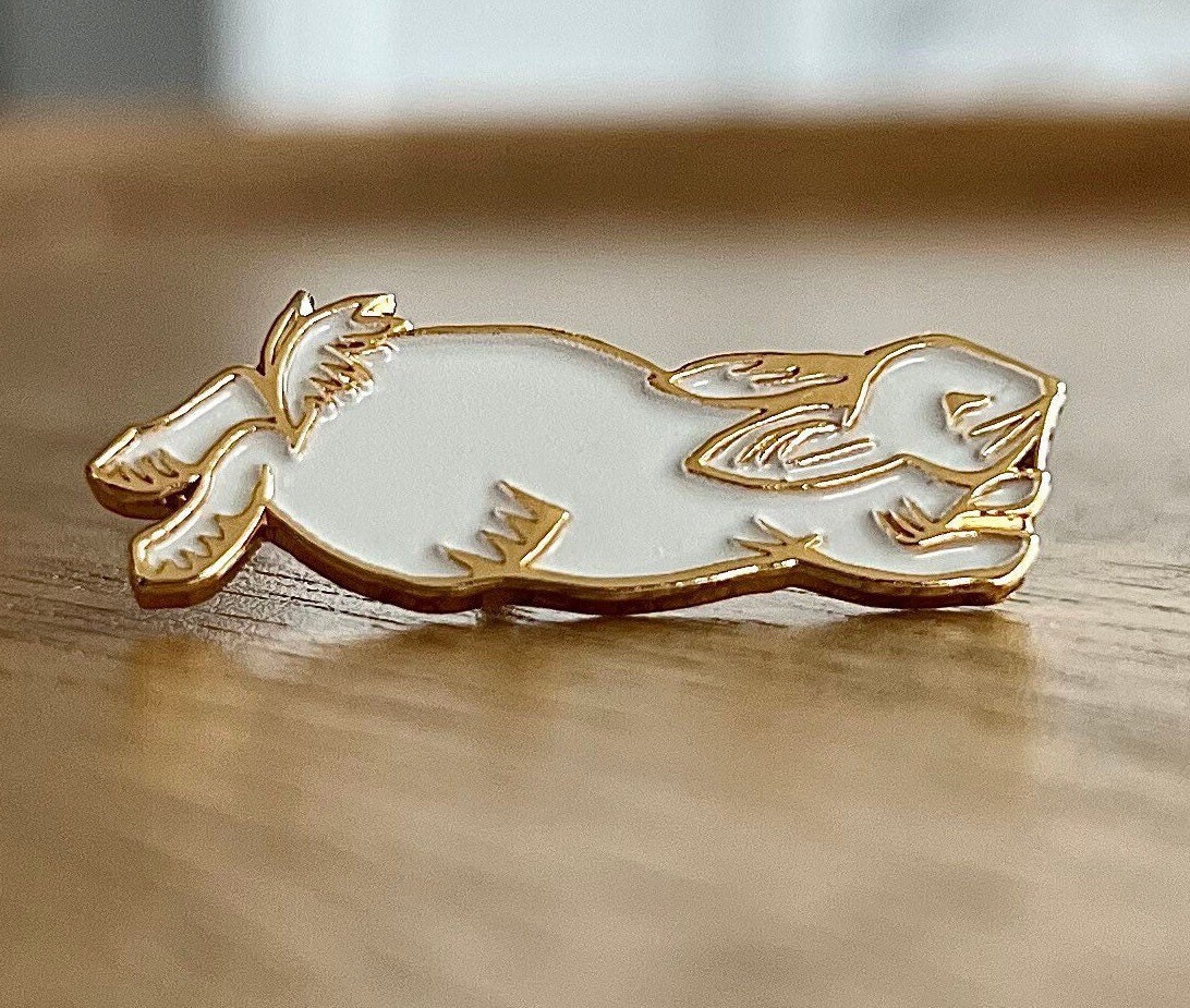 Rabbit Enamel Pin- Quick Like a Bunny - White and Gold - RTS - Etsy