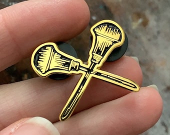 Crossed Carvers Enamel Pin Badge - Gold and Black - Printmakers Emblem - RTS