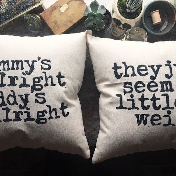 Mommy's Alright, Daddy's Alright - Cheap Trick Lyrics - Hand Block Print Canvas Throw Pillow Set