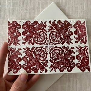 Cartão de felicitações – Cartões impressos em tipografia, interior em branco com envelope em vermelho ferrugem, perfeito para o Natal