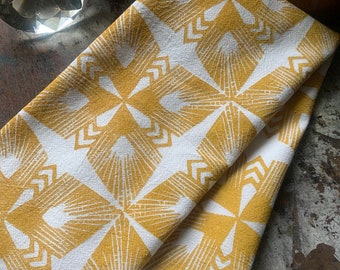 Astrid Tea Towels - Block Printed Cotton with Original Linocut Hand Printed Pattern - MTO