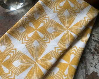 Astrid Tea Towels - Block Printed Cotton with Original Linocut Hand Printed Pattern - MTO