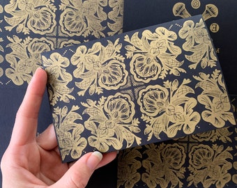 Greeting Card - Letterpress Printed Cards, Blank Inside with Envelope in Black and Gold, Perfect for Christmas