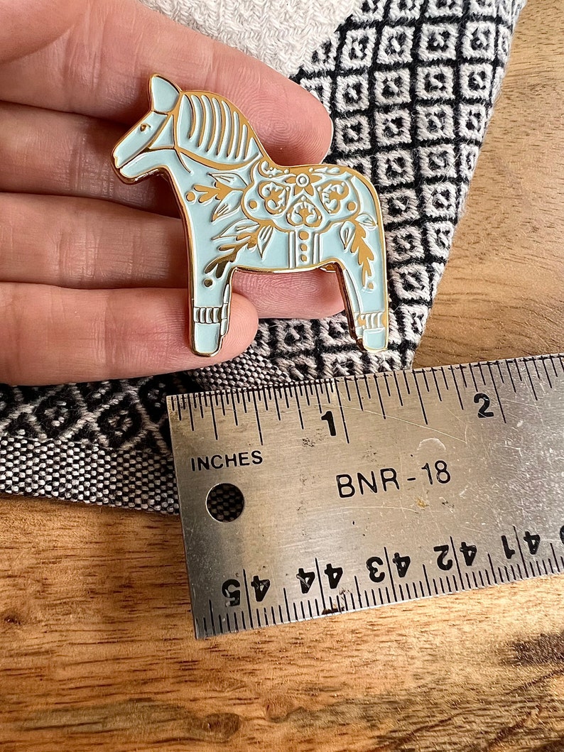 Dala Horse Enamel Pin Badge Original Illustration Art RTS image 3