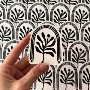 Sacred Growth Sticker BW Die Cut Stickers Original Illustration Linocut Graphic Art RTS zdjęcie 3