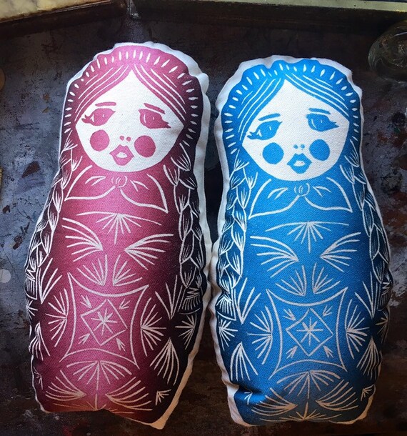 Russian Nesting Doll Matryoshka Babushka Hand Block Print Etsy