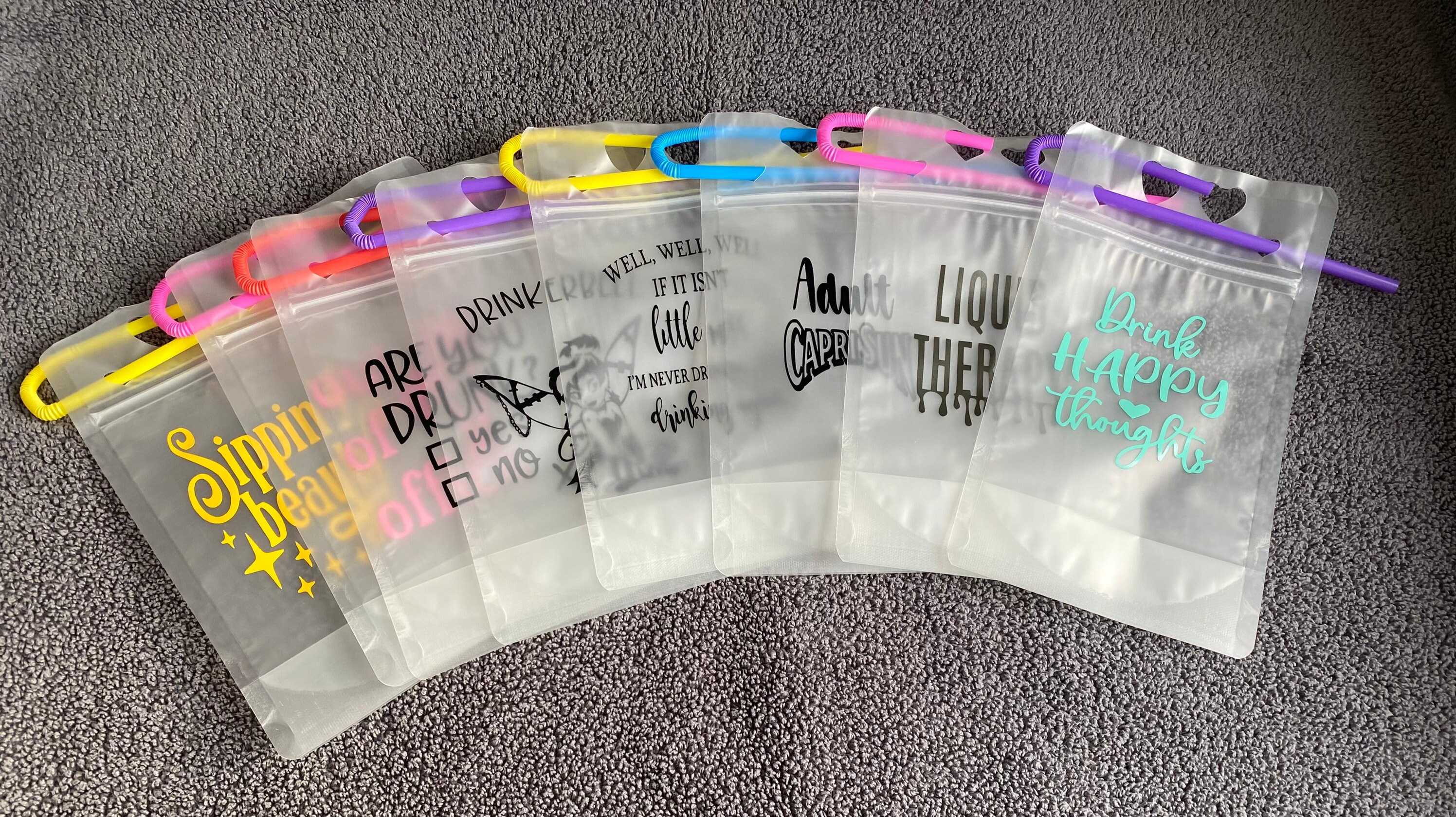 500ml Reusable drink pouches with straw. Etsy