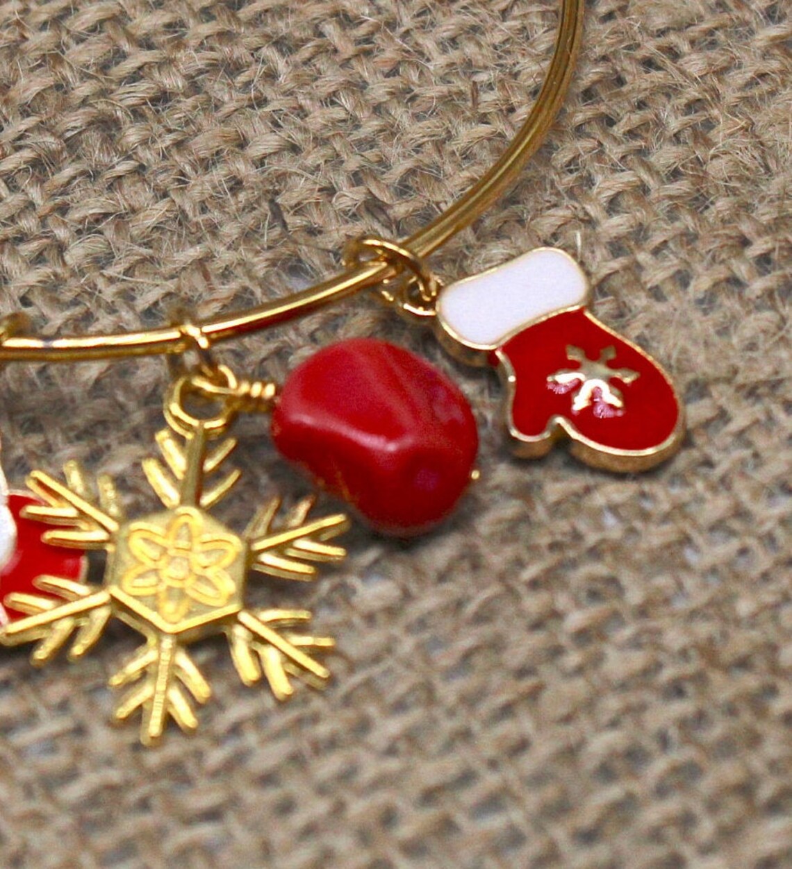 Winter Bangle Bracelet Santa Bangle Bracelet Christmas Etsy