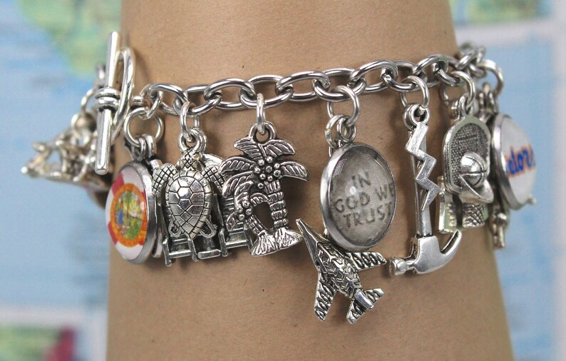Florida Charm Bracelet States Charm Bracelet States Etsy