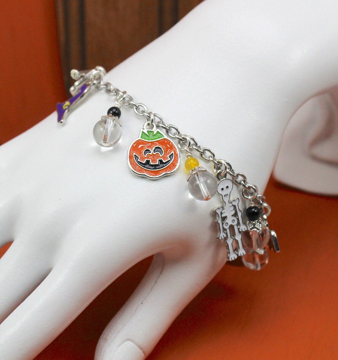 Halloween Charm Bracelet Halloween Bracelet Pumpkin - Etsy