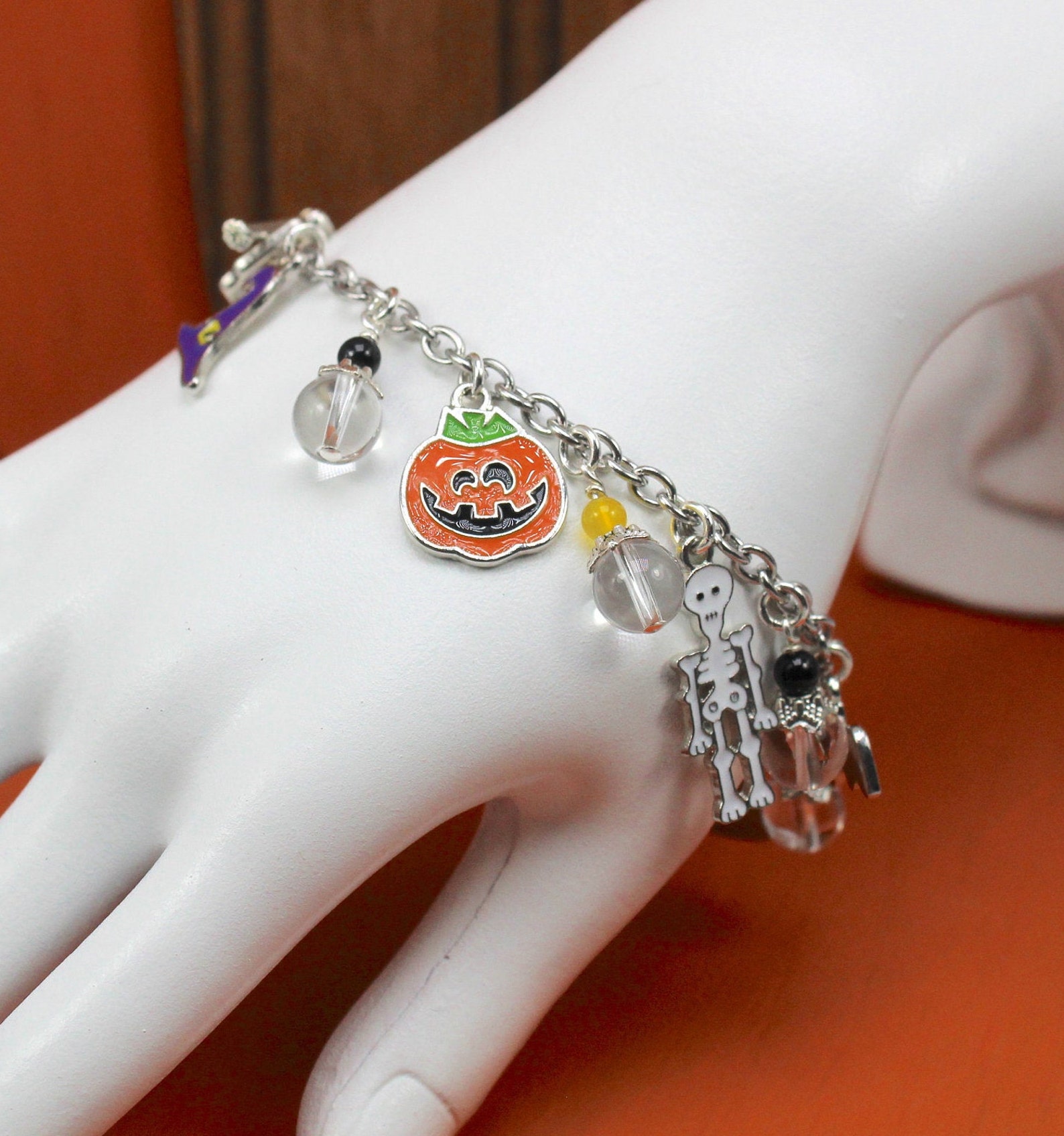 Halloween Charm Bracelet Halloween Bracelet Pumpkin Etsy