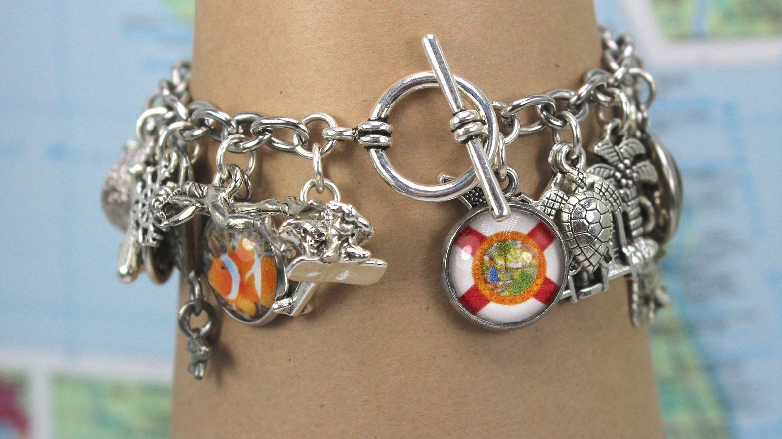 Florida Charm Bracelet States Charm Bracelet States Etsy