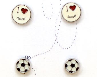 Soccer Earrings, I Love Soccer Earrings, Soccer Ball Earrings, Soccer Post Earrings, Soccer Stud Earrings, Soccer Jewelry, Soccer Ball Charm