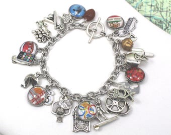 California Charm Bracelet, States Charm Bracelet, California State Charm Bracelet, Map Charm Bracelet, USA Charm Bracelet, Womens Bracelet