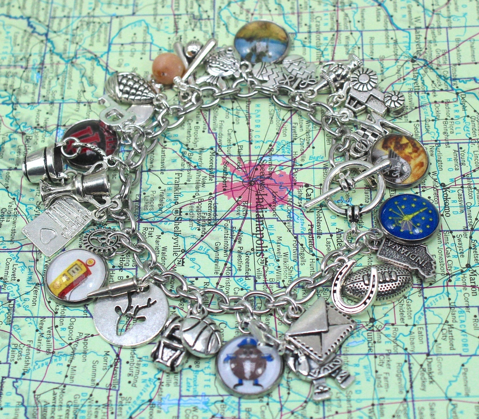 Indiana Charm Bracelet States Charm Bracelet States Etsy