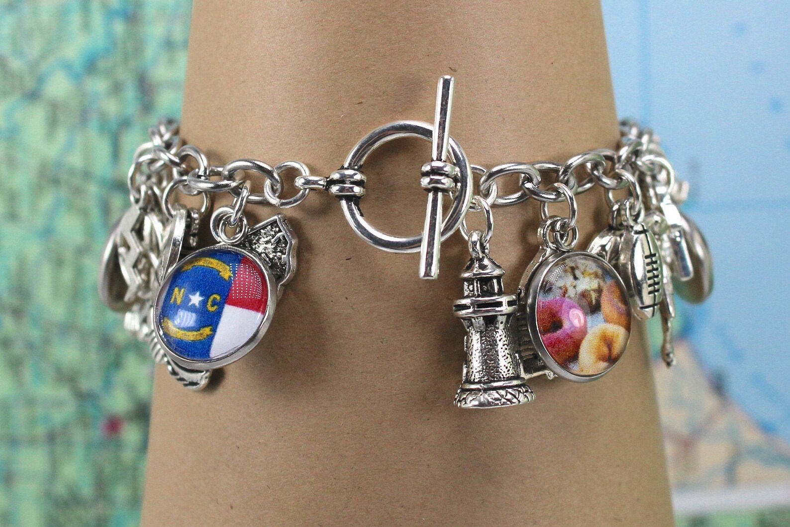 North Carolina Charm Bracelet States Charm Bracelet North Etsy