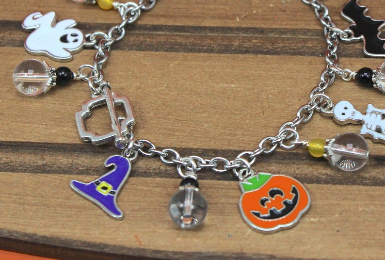 Halloween Charm Bracelet Halloween Bracelet Pumpkin Etsy