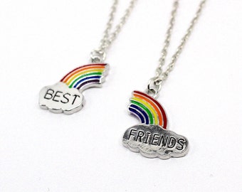 Best Friends Necklace Set, Rainbow Necklace Set, Friend Necklace, Rainbow Necklace, Best Friend Necklace, Rainbow Charm Necklace, Necklace