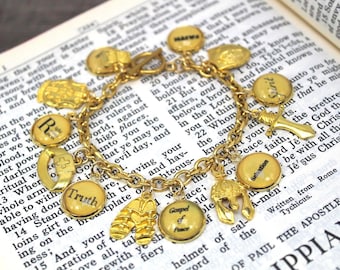 Armor of God Charm Bracelet, Religious Bracelet, Bible Bracelet, Scripture Bracelet, Religious Charm Bracelet, Armor of God Bracelet