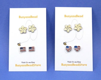 4th of July Earrings, Flag Stud Earring, July 4th Earrings, Flag Post Earrings, American Flag Earrings, Patriotic Stud Earrings, USA Jewelry