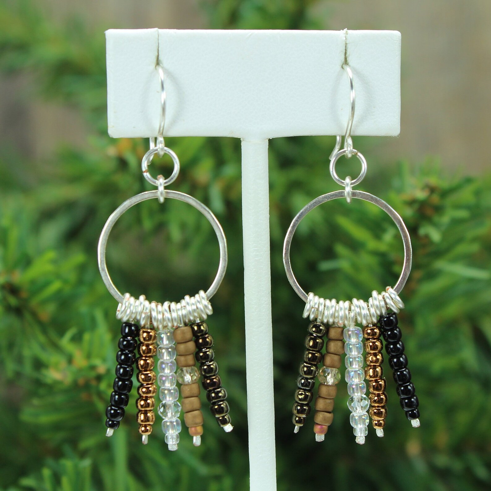 Silver Dangle Beaded Quill Earrings Beaded Dangle Earrings Etsy