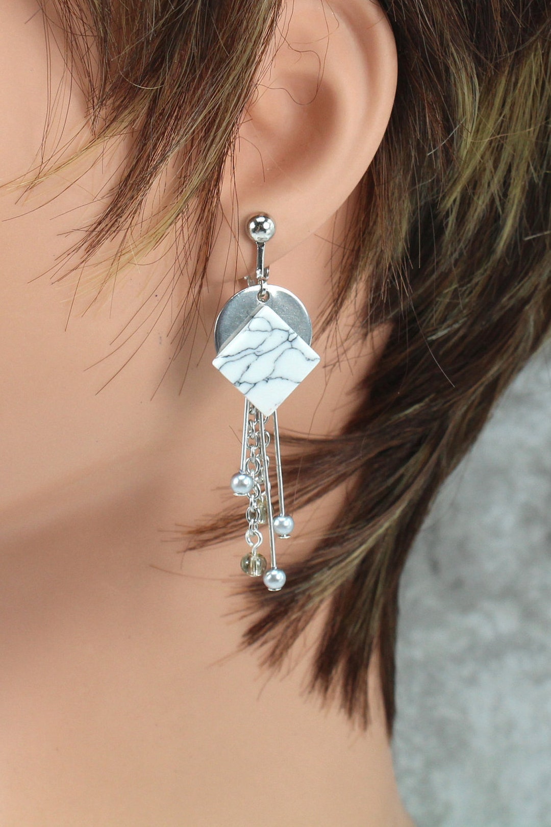 Art Deco Clip on Earrings Stainless Steel Earrings Clip on Etsy