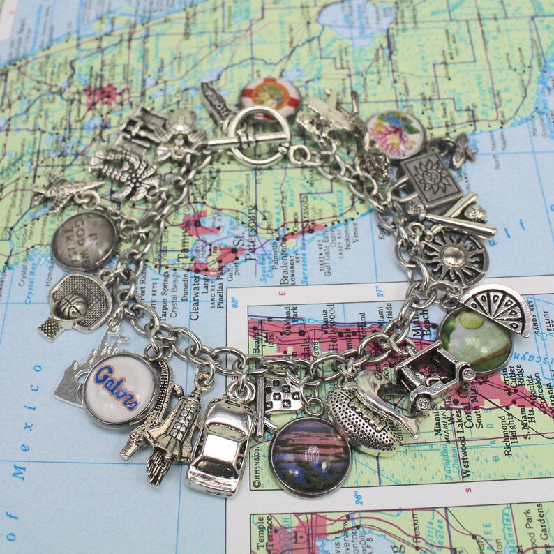 Florida Charm Bracelet States Charm Bracelet States Etsy