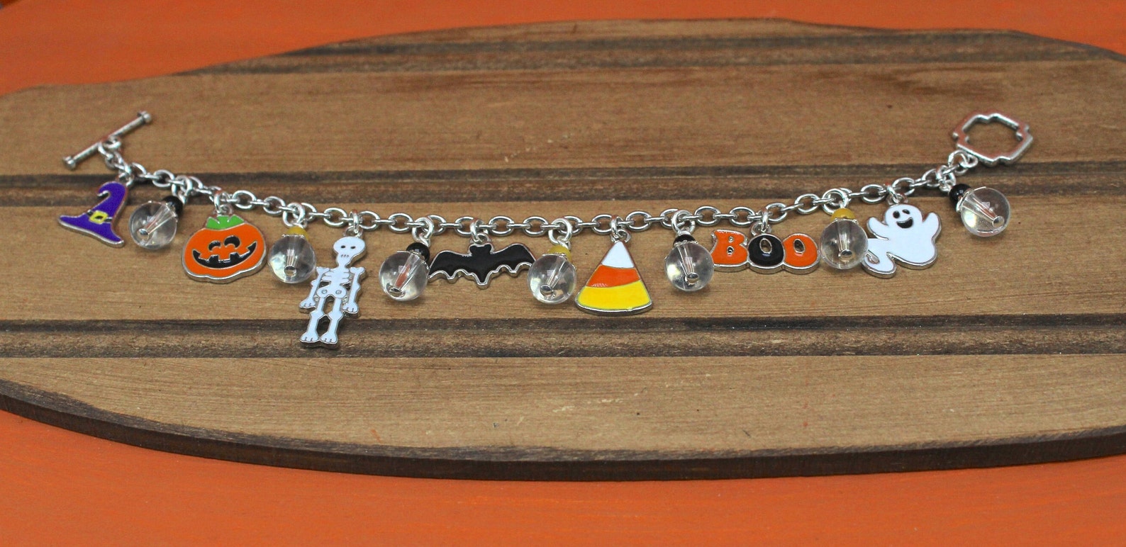 Halloween Charm Bracelet Halloween Bracelet Pumpkin Etsy