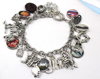 Hawaii Charm Bracelet, States Charm Bracelet, States Bracelet, Map Charm Bracelet, USA Charm Bracelet, Charm Bracelet, Hawaiian Bracelet