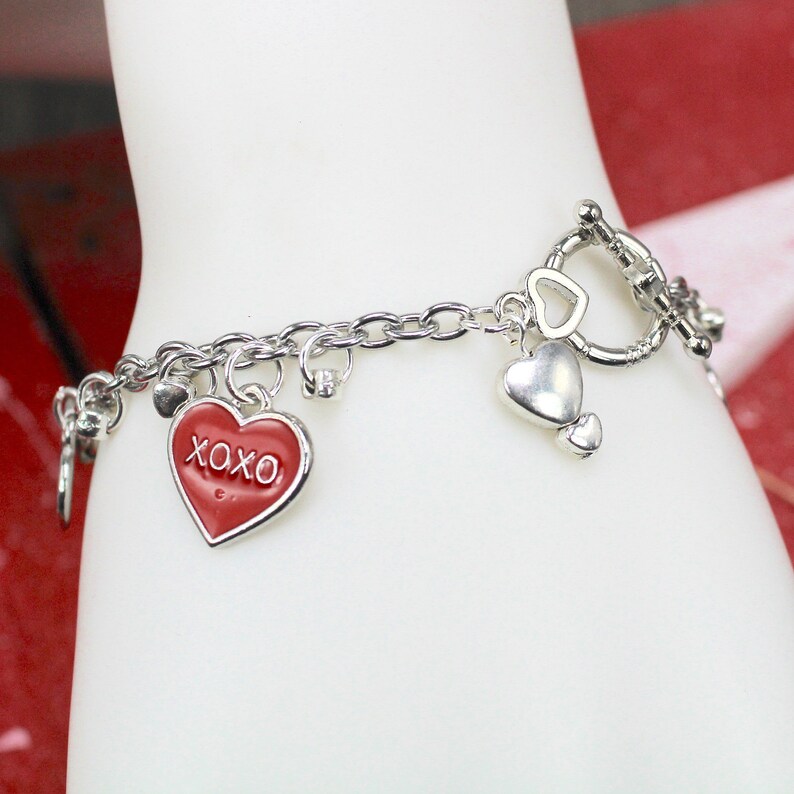 Conversation Hearts Charm Bracelet Heart Bracelet Valentines Etsy