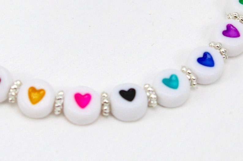 Beaded Heart Bracelet Teen Heart Bracelet Stretch Heart Bracelet Heart Bead Bracelet Valentines Day Bracelet Beaded Valentines Bracelet