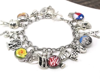 Texas Charm Bracelet, States Charm Bracelet, State of Texas Charm Bracelet, States Charm Bracelet, USA Charm Bracelet, Texas Jewelry