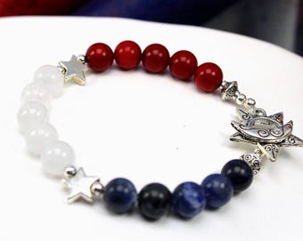 Red White and Blue Bracelet, Fourth of July Bracelet, 4th of July Bracelet, Patriotic Bracelet, Star Beaded Bracelet, July 4th Bracelet