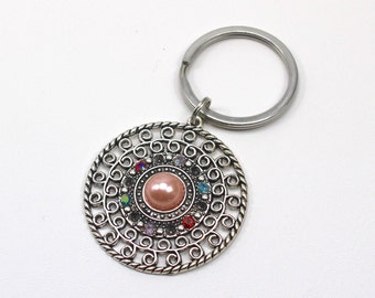 Sun Keychain, Flower Keychain,  Keychains, Southwestern Keychain,  Keychains,  Medallion Keychain, Floral Keychain, Gem Keychain