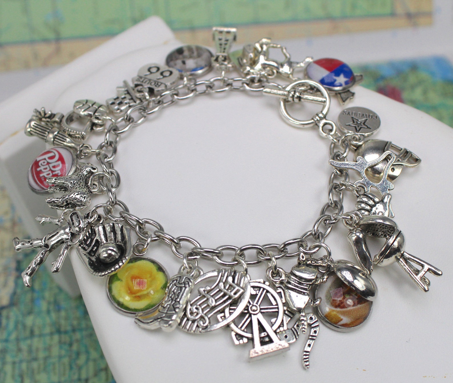 Texas Charm Bracelet States Charm Bracelet State of Texas Etsy