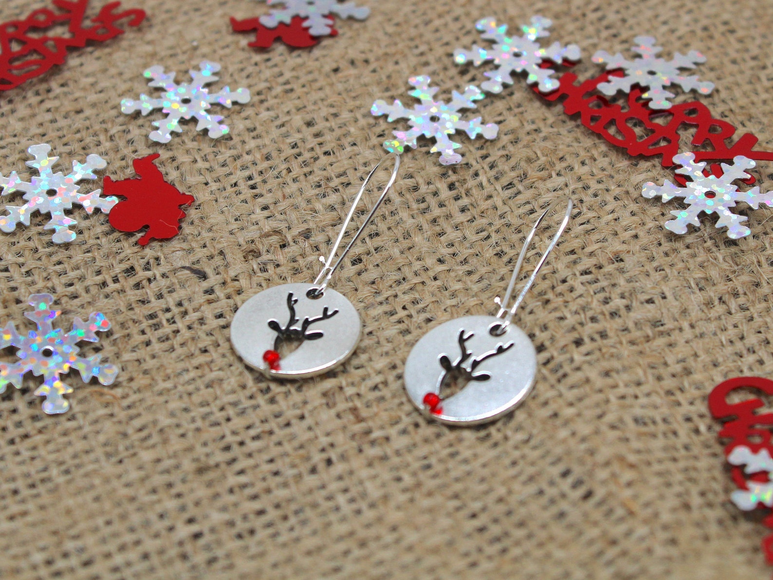 Reindeer Dangle Earrings Christmas Dangle Earrings Christmas Etsy