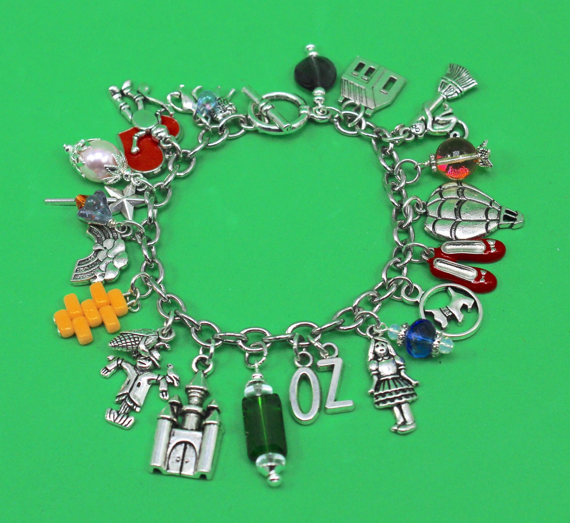 Wizard of Oz Charm Bracelet, Land of Oz Charm Bracelet, Oz Charm Bracelet, Christmas Charm Bracelet, Yellow Brick Road Charm Bracelet