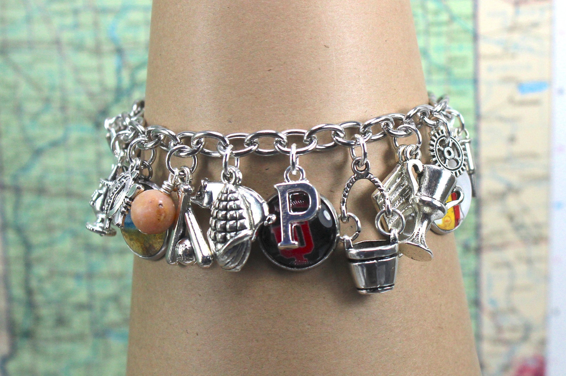 Indiana Charm Bracelet States Charm Bracelet States Etsy
