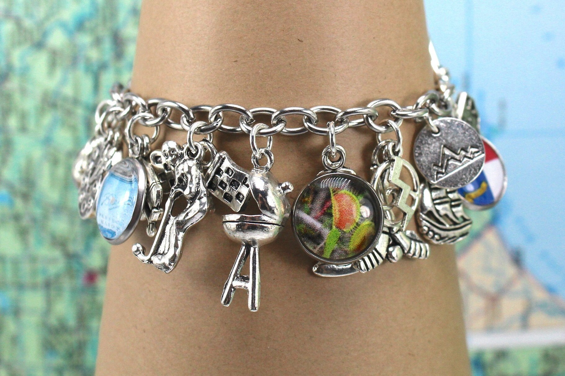 North Carolina Charm Bracelet States Charm Bracelet North Etsy
