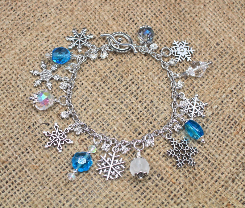 Snowflake Charm Bracelet Winter Charm Bracelet Christmas | Etsy
