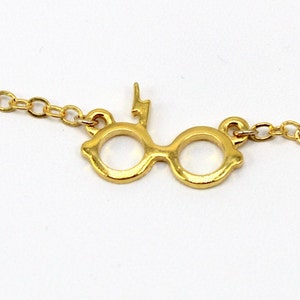 Harry Style Glasses Necklace, Lightning Bolt Necklace, Wizard Charm Necklace, Gold Chain Necklace, Potter Glasses Necklace, Kids Necklace