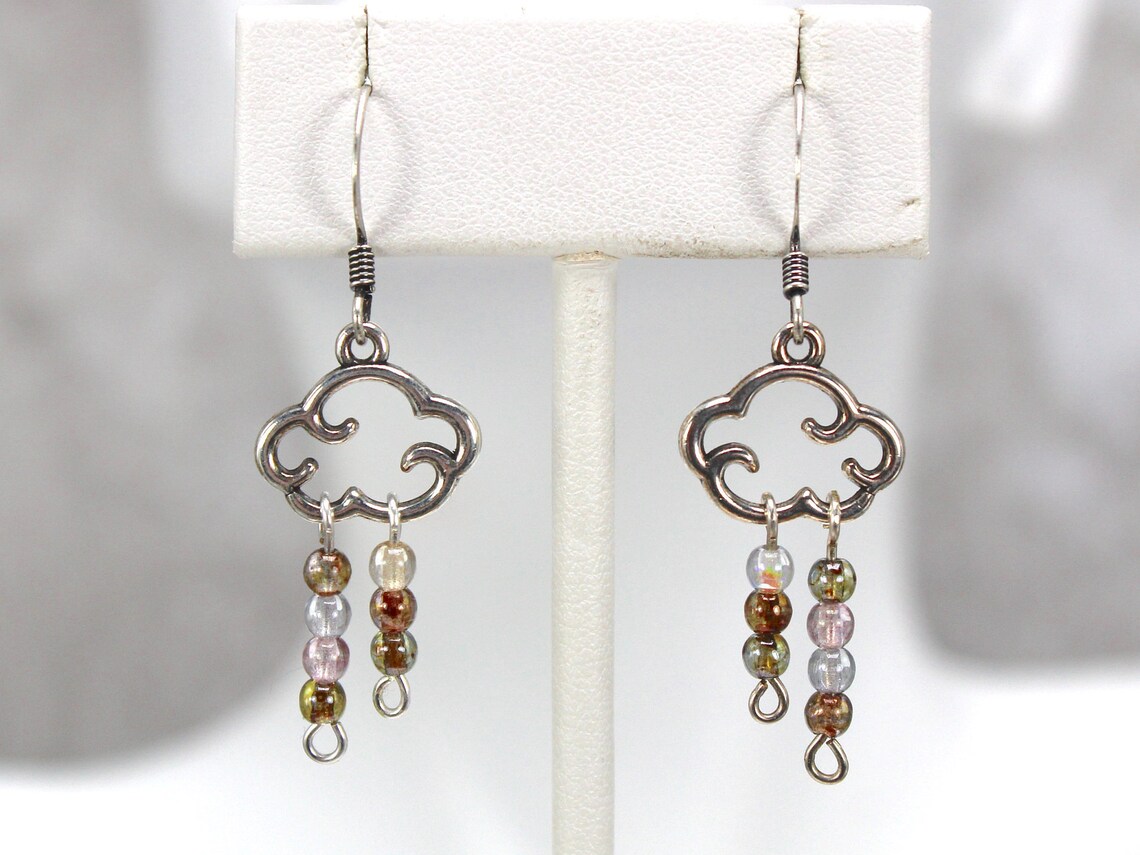 Rain Clouds Dangle Earrings Rain Drop Dangle Earrings Cloud Etsy