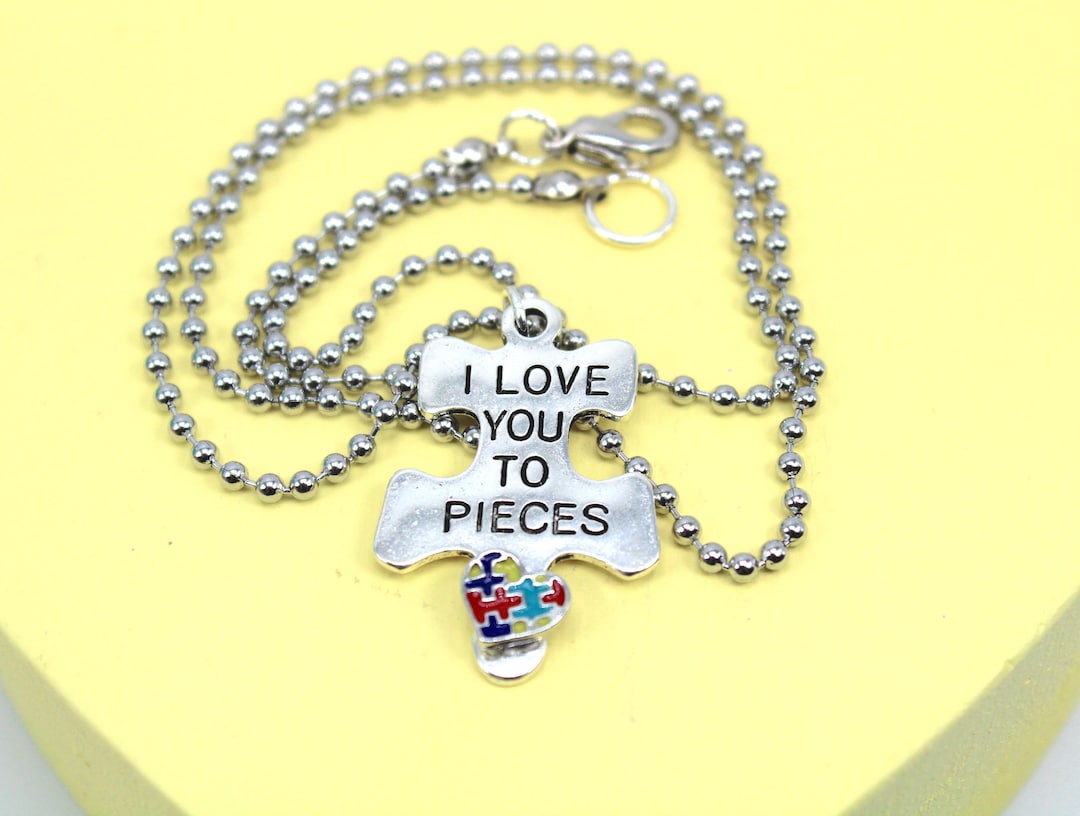 Puzzle Necklace Autism Necklace Ball Chain Necklace Puzzle Etsy
