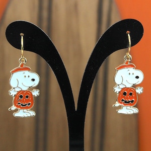 Halloween Dog Earrings, Girls Earrings, Halloween Earrings, Pumpkin Dangle Earrings, Women's Dangle Earrings, Cartoon Dog Pumpkin Earrings