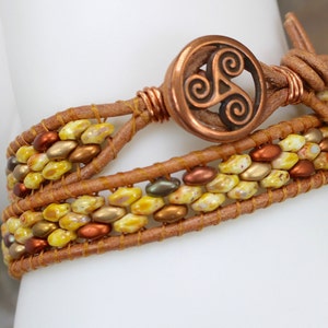 Leather Wrap Bracelet, Double Wrap Bracelet, Leather Wrap Bracelet, Leather Bracelet, Leather Jewelry, Beaded Bracelet, Stacking Bracelet