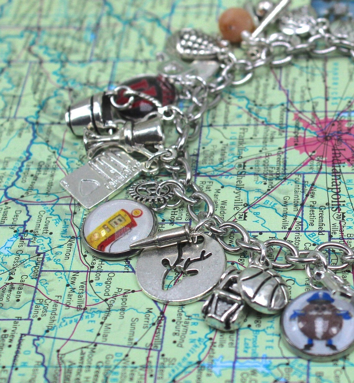 Indiana Charm Bracelet States Charm Bracelet States Etsy